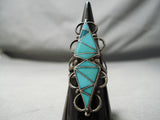 Towering Beautiful Vintage Native American Zuni Turquoise Sterling Silver Wave Ring Old-Nativo Arts
