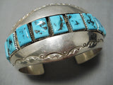 Rare Vintage Native American Navajo Wil Wauneka Sterling Silver Turquoise Bracelet Cuff-Nativo Arts