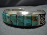 Museum Quality Vintage Native American Navajo Royston Turquoisr Thick Sterling Silver Bracelet-Nativo Arts