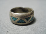 Exquisite Vintage Native American Navajo Turquoise Chip Inlay Sterling Silver Ring-Nativo Arts