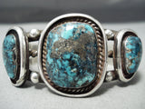 Old Morenci Vintage Native American Navajo Turquoise Sterling Silver Bracelet Jewelry-Nativo Arts