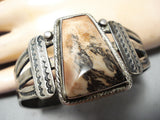 Early Vintage Native American Navajo Petrified Wood Sterling Silver Bracelet Old-Nativo Arts