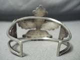 Eartly 1900's Vintage Native American Zuni Turquoise Kachina Sterling Silver Inlay Bracelet Old-Nativo Arts