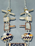 Important Vintage Native American Navajo Rug Sterling Silver Inlay Squash Blossom Necklace-Nativo Arts