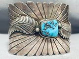 Mind Boggling Vintage Mens Native American Navajo Turquoise Sterling Silver Bracelet-Nativo Arts