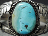 Incredible Vintage Native American Navajo Pilot Mountain Turquoise Sterling Silver Bracelet-Nativo Arts