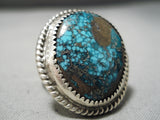 Colossal Vintage Native American Navajo Spiderweb Turquoise Sterling Silver Ring Old-Nativo Arts
