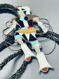 Six Inch Very Rare Vintage Native American Zuni Turquoise Sterling Silver Hoop Dancer Bolo Tie-Nativo Arts