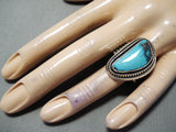 Tremendous Vintage Native American Navajo Candelaria Turquoise Sterling Silver Ring-Nativo Arts
