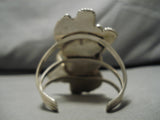 One Of The Tallest Vintage Native American Navajo Gaspeite Sterling Silver Bracelet Old-Nativo Arts