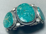 Signed 122 Gram Native American Navajo Gilbert Turquoise Sterling Silver Bracelet-Nativo Arts
