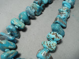 Heavy 333 Gram Vintage Native American Navajo Turquoise Sterling Silver Tubule Necklace-Nativo Arts