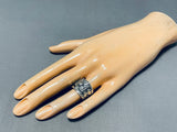 Focused Detail From Artist Native American Navajo Sterling Silver Ring-Nativo Arts
