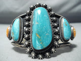 Quality Vintage Native American Navajo Carico Lake Turquoise Sterling Silver Bracelet-Nativo Arts