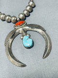 Rare Longer Important Tubule Vintage Native American Navajo Turquoise Sterling Silver Necklace-Nativo Arts