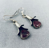Unique Native American Navajo Purple Spiny Oyster Sterling Silver Squashblossom Earrings-Nativo Arts