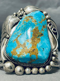 Heavy 140 Grams Vintage Native American Navajo #8 Turquoise Sterling Silver Bracelet Cuff-Nativo Arts