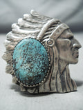 Impressive Navajo Spiderweb Turquoise Sterling Silver Ring Native American-Nativo Arts
