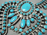 One Of The Best Native American Navajo Turquoise Sterling Silver Squash Blossom Necklace-Nativo Arts