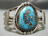 Opulent Vintage Native American Navajo Old Morenci Turquoise Sterling Silver Bracelet Old-Nativo Arts