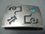 Tremendous Vintage Hopi Native American Turquoise Sterling Silver Buckle Old-Nativo Arts