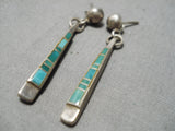 Astounding Vintage Native American Navajo Turquoise Sterling Silver Earrings Old-Nativo Arts