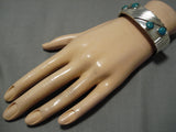 Striking Vintage Native American Navajo 4 Royston Turquoise Sterling Silver Bracelet Cuff-Nativo Arts