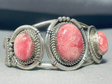 Important Vintage Native American Navajo Rhodochrosite Sterling Silver Bracelet-Nativo Arts