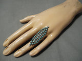 Marvelous Vintage Zuni Native American Round Turquoise Sterling Silver Ring-Nativo Arts