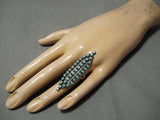 Marvelous Vintage Zuni Native American Round Turquoise Sterling Silver Ring-Nativo Arts