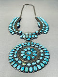 Grand Huge Vintage Native American Navajo Turquoise Sterling Silver Necklace-Nativo Arts
