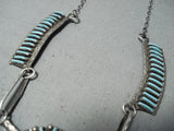 Native American Intricate Vintage Zuni Neelde Turquoise Sterling Silver Necklace-Nativo Arts