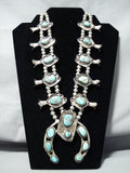Women's Sturdy Vintage Native American Navajo Turquoise Sterling Silver Squash Blossom Necklace-Nativo Arts