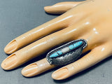 Superb Vintage Native American Navajo Inlay Turquoise Mother Of Pearl Sterling Silver Huge Ring-Nativo Arts