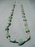 Native American Wonderful Santo Domingo Royston Turquoise Heishi Sterling Silver Necklace-Nativo Arts