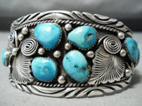 Huge Vintage Native American Navajo Carico Lake Turquoise Sterling Silver Bracelet-Nativo Arts