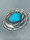 Kirk Smith Very Important Vintage Native American Navajo Turquoise Sterling Silver Pin-Nativo Arts