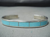 Stunning Zuni Native American Kingman Inlay Turquoise Sterling Silver Bracelet-Nativo Arts