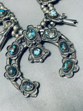 Bisbee Turquoise Vintage Native American Navajo Sterling Silver Squash Blossom Necklace-Nativo Arts