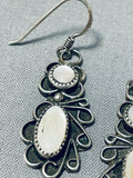 Impressive Vintage Native American Navajo Mother Of Pearl Sterling Silver Earrings-Nativo Arts