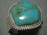 One Of Heaviest Native American Navajo Royston Turquoise Sterling Silver Bracelet Cuff-Nativo Arts