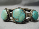 Thick Sturdy Vintage Native American Navajo Green Turquoise Sterling Silver Bracelet Old-Nativo Arts