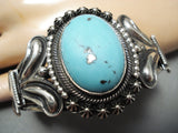 Advanced Work Vintage Native American Navajo Domed Turquoise Sterling Silver Bracelet Cuff-Nativo Arts