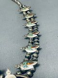 Sensational Vintage Native American Navajo Turquoise Sterling Silver Squash Blossom Necklace-Nativo Arts