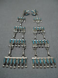 Fabulous Vintage Native American Zuni Turquoise Sterling Silver Naitve American Earrings Old-Nativo Arts