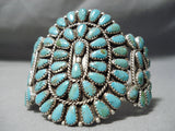 Exceptional Vintage Native American Navajo Turquoise Cluster Sterling Silver Bracelet-Nativo Arts
