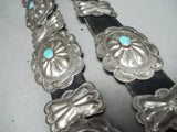 Tremendous Vintage Native American Navajo Blue Gem Turquoise Sterling Silver Concho Belt-Nativo Arts