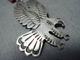 Noteworthy Navajo Apple Coral Sterling Silver Eagle Necklace Native American-Nativo Arts