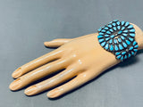 Tremendous Vintage Native American Navajo Turquoise Sterling Silver Cluster Bracelet-Nativo Arts