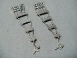 Fabulous Vintage Native American Zuni Turquoise Sterling Silver Chandelier Earrings-Nativo Arts